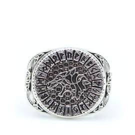Wolf Ring for Men, Norse Viking Wolf Runes Ring, Retro Howling Wolf Head Ring, Vintage Wolf Totem Amulet Ring, Punk Rock Animal Wolf Jewelry Jewelry for Men Mens (8)