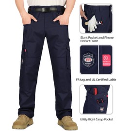 BOCOMAL FR Pants for Men Cargo Flame Resistant Pants(2112&CAT2) 100% C 7.5oz Utility Fire Resistant Pants Navy