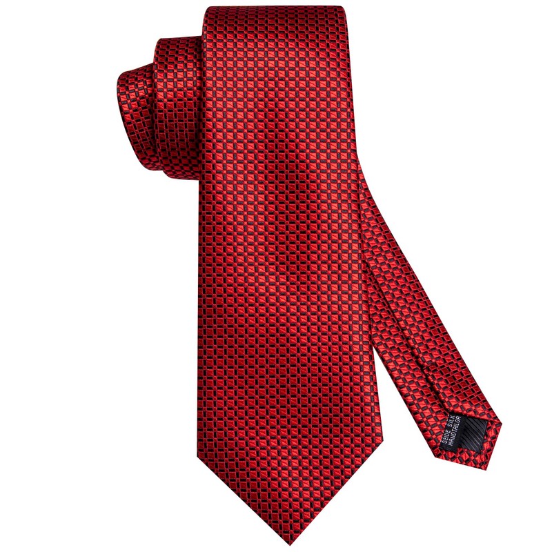 Hi-Tie Mens 70inches Tie Set Black Red Checks Extra Long