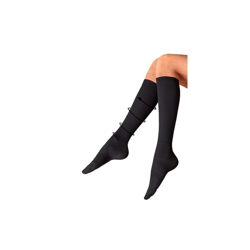 Pretty Legs Fine Rib Style Compression Socks DJ8M Black 4-7