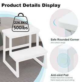 iTsst Step Stool for Adults & Kids Holds up to 500Lb,Heavy Duty Sturdy Two Step Stool for Kichen/Bathroom/High beds, Wooden&Metal Frame, Non-Slip Pads…