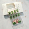 KRTBKR 24Pcs Green Shamrock Full Cover Short Square False Nails