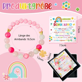 Schulkind Schultüte Füllung 2025 - ideen Schultüten Füllung Geschenk für Mädchen - Glücksbringer Schulanfang Geschenke zur Einschulung, Einschulung Mädchen Geschenk Mit Einer Grußkart (Rosa)