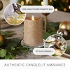 Luminara Realistic LED Moving Flame Pillar Candle, Gold Metallic Glitter,