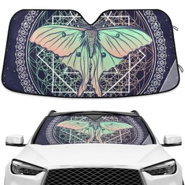 Beautiful Night Moth Boho Windshield Sun Shade Blocks UV Rays Sun Visor Protector Sunshade Accordion Folding Sun Reflector Auto for Car Truck SUV to Keep Your Vehicle Cool