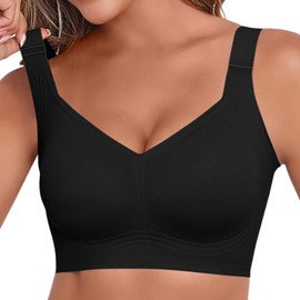 MNBBO 2025 Bras for Older Women with Sagging Breasts Lifting Push Up Plus Size Wireless Comfort Full Coverage Bras (Black,3XL)