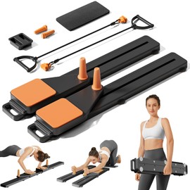 Pilates Board, Multifunctional Abdominal Plate Sets, Detachable Ab Trainer Machine for Home, 6 in 1 Pilates Sliding Board, Foldable Pilates Reformer for Women Core Workouts (Black)
