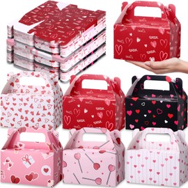 Zhanmai 36 Pack Valentine's Day Treat Box Valentines Goodie Boxes Hearts Valentine Boxes for Treats Valentine’s Day Gift Boxes Container Valentine Cookie Cupcake Snack Box with Handle Party Favor Box