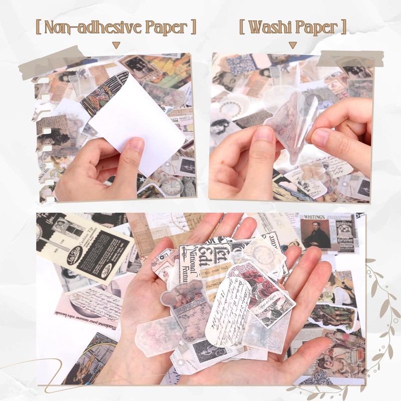 LIHAO 200PCS Vintage Scrapbook Paper Journaling Supplies Scrapbooking Material Paper