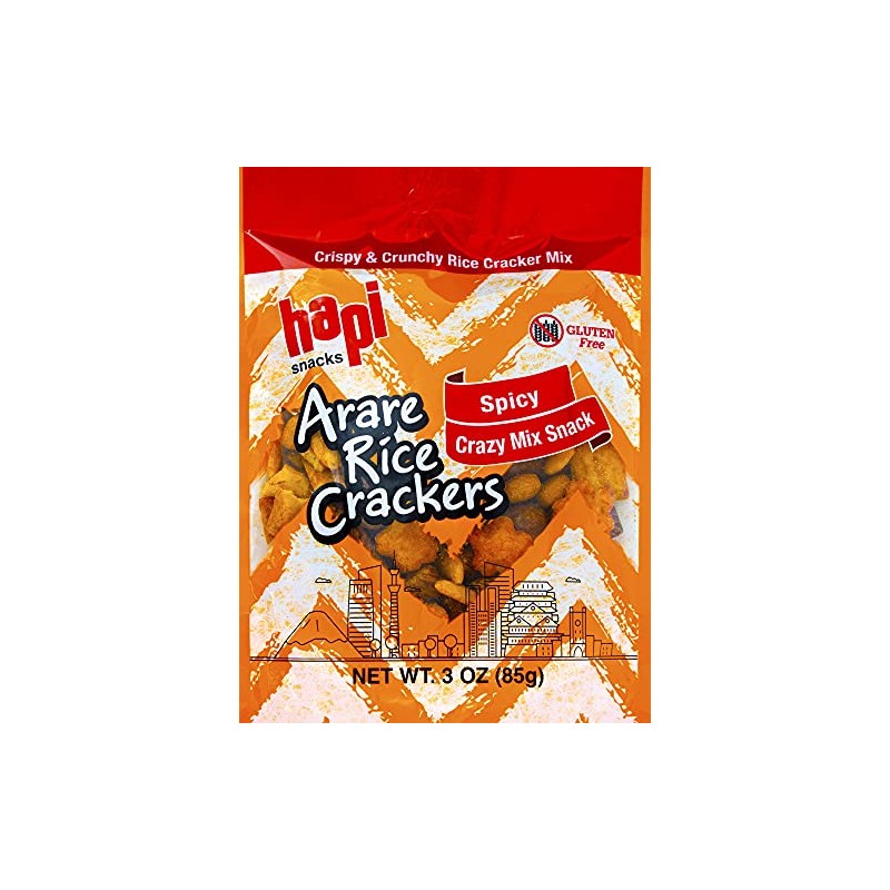 Hapi Spicy Crazy Mix Arare Rice Crackers, 3 oz (Pack