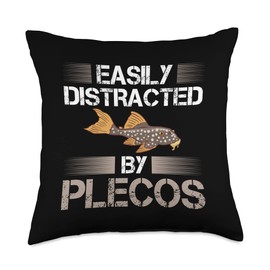 Plecostomus Pleco Fish Aquarium Food Tank Zebra Cave Throw Pillow, 18x18, Multicolor