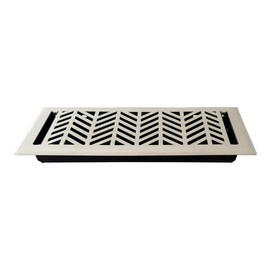 Empire Register Co, Decorative Air Vent Covers - 4x12 inch, Chevron Design, Brushed Nickel Finish, Heavy Duty Walkable Floor Register, Metal Damper Attached