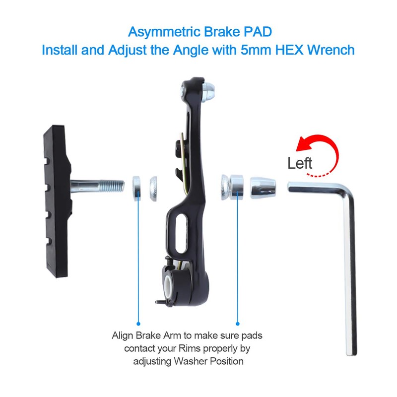 RUJOI Bike Brake kit V Type,110mm V-Brake Caliper,70mm Bike Brake