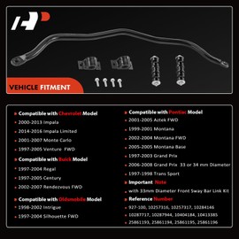 A-Premium [33mm] Front Suspension Stabilizer Bar Link Kit, Sway Bar End Link & Bracket, Fit For Chevy Buick Pontiac - 97-16 - Impala Monte Carlo Venture Century Regal Grand Prix Trans Sport
