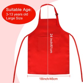 Bouiexye 5 Pack Kids Apron Adjustable Children Apron with 2 Pockets Children Chef Painting Aprons for Cooking Baking Painting Crafts Making (Red)