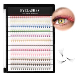 12Rows 240Pcs 10D Colorful Individual Premade Fans False Eyelashes Mixed 12 Colors Volume Eye Lashes Extensions Makeup Cluster Eyelashes 8/10/12/13/14/15/16mm Available(8MM)
