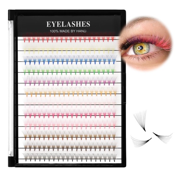 12Rows 240Pcs 10D Colorful Individual Premade Fans False Eyelashes Mixed