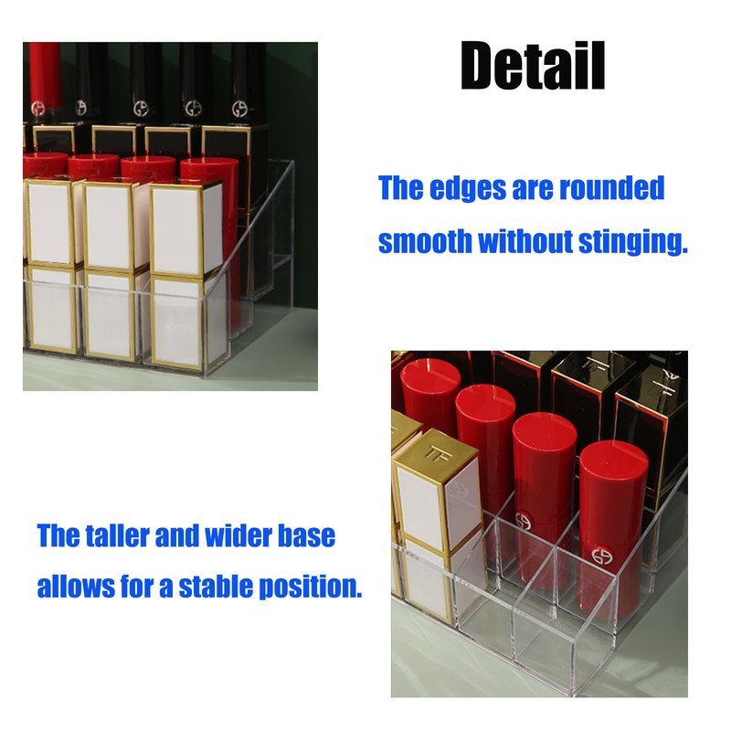 PeiDog Lipstick Holder, 24 Spaces Clear Acrylic Lipstick Organizer Cosmetic