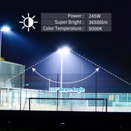 Led Stadium Flood Light Outdoor 36500Lm 1500W Equivalent Super Bright Commercial Area Lighting 100-277V 5000K Daylight IP66 Waterproof 245W Flood Ligh for Court,Street,Yard 2Pack