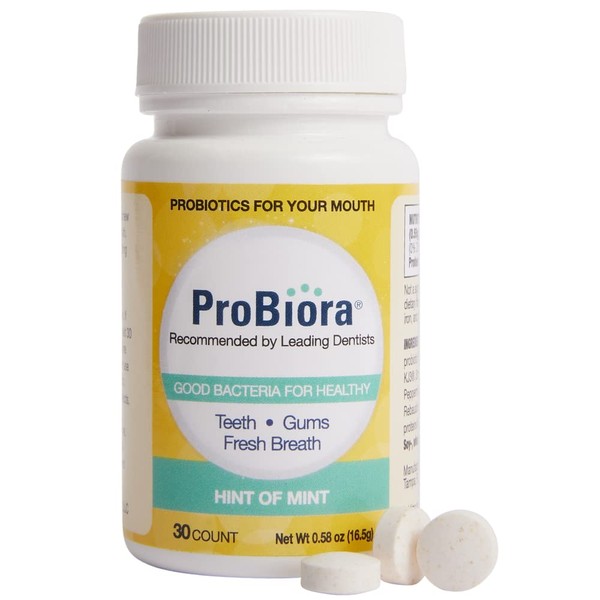 ProBiora Hint of Mint Oral-Care Chewable Probiotic Tablets (Formerly ProBioraPlus) | Probiotic Supplement for Women & Men | Healthier Teeth & Gums | Fresher Breath | Whiter Teeth | 30 Count