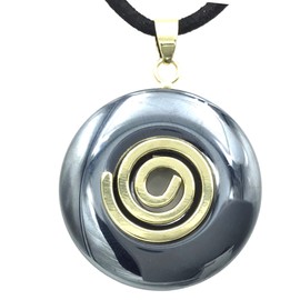 Steinfixx® - Premium Hematite Donut Optional Necklace with Silver or Gold Pendant and 80 cm Leather Cord Healing Stone Gemstone Chakra Stone, Crystal Gemstone Crystal gemstone Hematite, Hematite