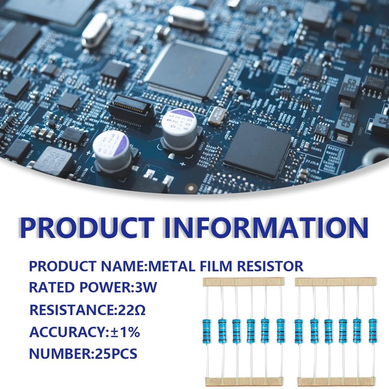 Innfeeltech 25 Pieces 3W 1% Tolerance 22 Ohm Metal Film