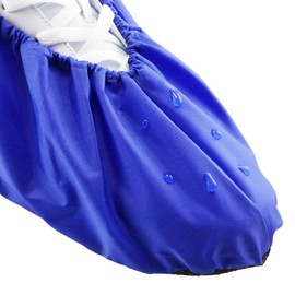 LINKEASE Reusable Boot & Shoe Covers Water Resistant Non Skid and Washable for Real Estate Contractors to Keep Floors Carpets Footwear and Rooms Clean - 5 Pairs (Extra Large, Blue)