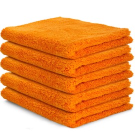 Auronna 600GSM Edgeless Microfiber Cleaning Cloths - Super Absorbent And Soft Cleaning Cloths For Car - 16 x 16 inch (40 x 40 cm) (5 Pack)