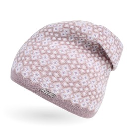 Neverless® Women's Knitted Beanie Lined Fleece Lining Winter Hat Diamond Pattern, 12150 Pink