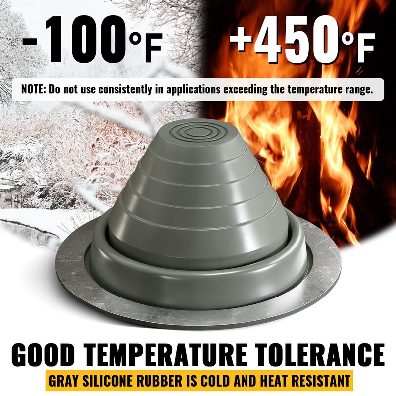 VIVIDA #3 Silicone Metal Roof Pipe Flashing Boot, High Temp
