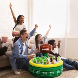 Bencailor 2 Pcs Inflatable Football Cooler for Parties Blow up Drink Rugby Cooler Party Decorations Football Party Supplies Inflatable Ice Bucket for Game Day Picnic Beer(Football Style)