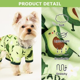 Dog Pajamas Pjs Summer Dog Clothes for Small Dogs Girl - Boy - Medium Size Dogs, Soft Stretchy Puppy Clothes Doggie Onesies Fall Cat Pet Jumpsuit Jammies Outfit, Avocado Green