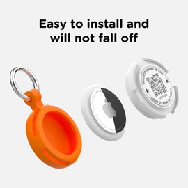 WhoseID Compatible with AirTag Case Keychain, IPX8 Waterproof Air Tag Holder, QR Code Airtag Holder, Silicone AirTags Cases with Spring Buckle GPS Item Finders Accessories (Orange)