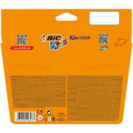 BIC Kids Kid Couleur Felt Tip Colouring Pens - Assorted Colours, Cardboard Wallet of 14+4