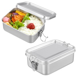UNGFEI 2 PCS 850ml Stainless Steel Lunch Box, Metal Bento Box with Removable Dividers, Food Containers for Sandwich, Lunch, Food Storage