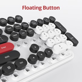 Ussixchare Wired Typewriter Keyboard Full Size USB Keyboard Retro Computer Keyboard with Round Keycaps for Windows Laptop(White)