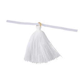 4" x 2" White Fringe Tassel Polyester Cellophane Bag Ties - 24 piece