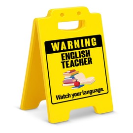 Funny English Teacher Office Decor Sign Watch Your Language Warning Sign for Classroom Office Decorations English Teacher Gifts