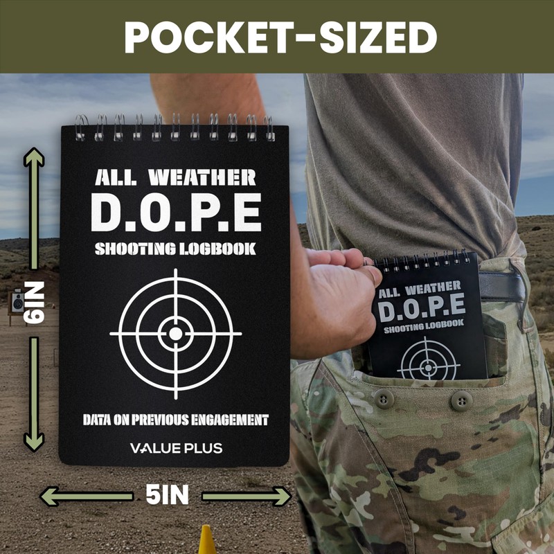 VALUE PLUS All Weather Proof DOPE Book for Rifle Shooting