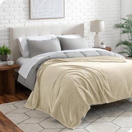 Bare Home Textured Fleece Blanket - Full/Queen - Ultra-Soft Lightweight for Bed, Sofa, and Couch - Luxury Microplush - Cozy Warm Blanket (Full/Queen, Chevron Oyster)