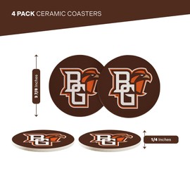 Desert Cactus Bowling Green State University Ceramic Coasters 4 Pack Falcons BGSU Absorbent Drink Coasters with Cork Backing (Design A)