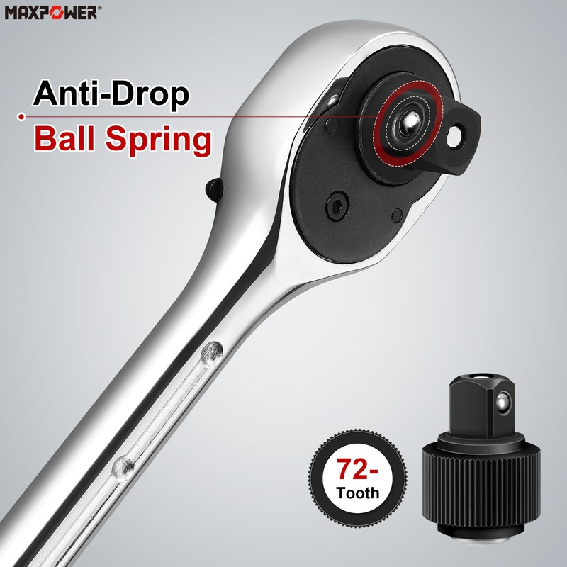 MAXPOWER 1/2-Inch Drive Extendable Ratchet Wrench, 1/2 Inch Drive Ratchet