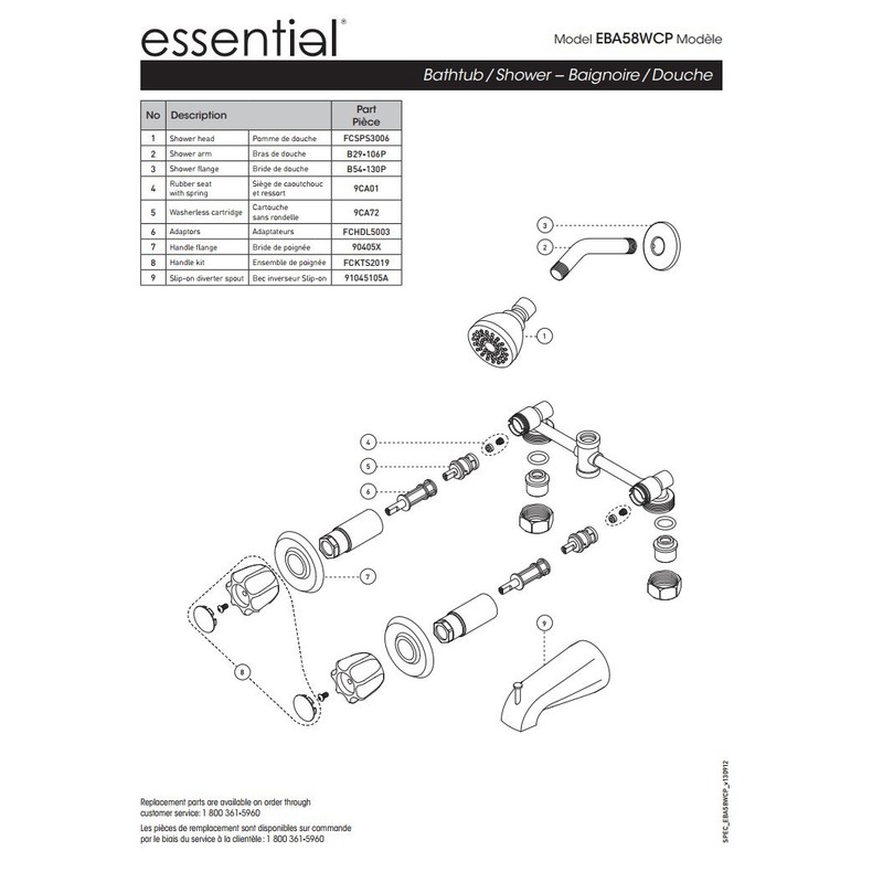 Belanger EBA58WCP 2-Handle Tub & Shower Comlete Faucet Set with