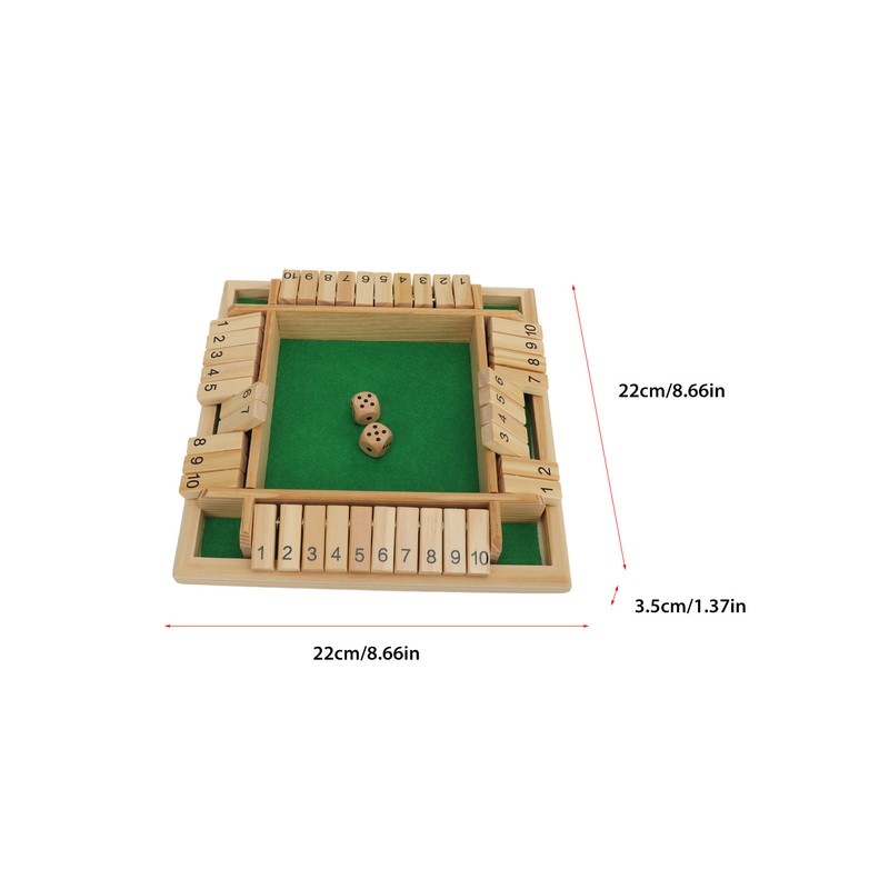 Four Sided Flop Game for Kids Adults Wooden Board Game