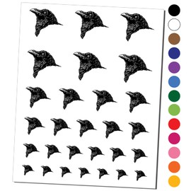Realistic Crow Head Temporary Tattoo Water Resistant Fake Body Art Set Collection - Purple (One Sheet)