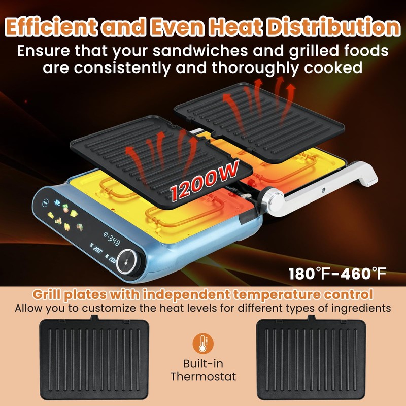 Giantex Panini Press Sandwich Maker, Electric Indoor Grill with 2