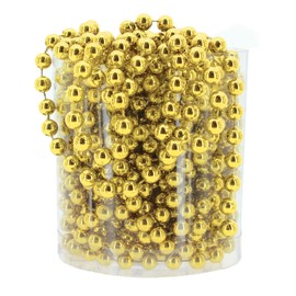 MIJOMA Pearl Garland - Elegant Pearl Band, Pearl Necklace & Decorative Bead Cord | Stylish Table Decoration, Christmas, Advent, Wedding | 8 mm Decorative Beads, 8 Metres (Gold)