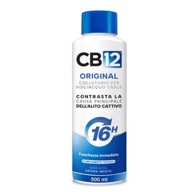 CB12 Collutorio Quotidiano, Senza Alcool, Combatte Alito Cattivo, Effetto 12 Ore, con Fluoruro, Senza Alcool, 500 ml