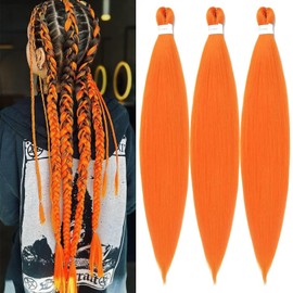 YDDM Pre Stretched Braiding Hair Extensions, 20 Inches, Pack of 3, Synthetic Hair Braids, Orange Hair Extensions, Synthetic Hair for Braiding Extension for Braids, Jumbo Braids Hair (20 Inches,