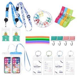 23 Pcs Cruise Essentials 2025 Including Luggage Tag, Waterproof Boarding Pass Holder with Retractable Lanyard, Towel Bands Towel Clips Hanging Lanyard Set, Magnet Hooks for Cruise Cabin